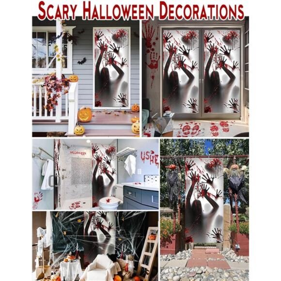 11 Sheets/202 Pcs Bloody Halloween Decorations Set. 2 Giant Spooky - Picture 5 of 7